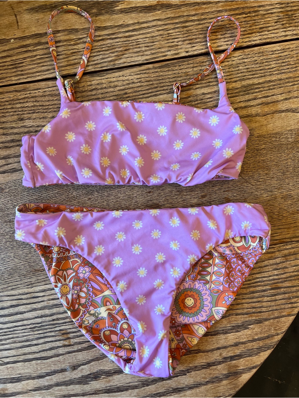 Billabong Reversible Bikini and Bottoms Hippy Flower Pattern